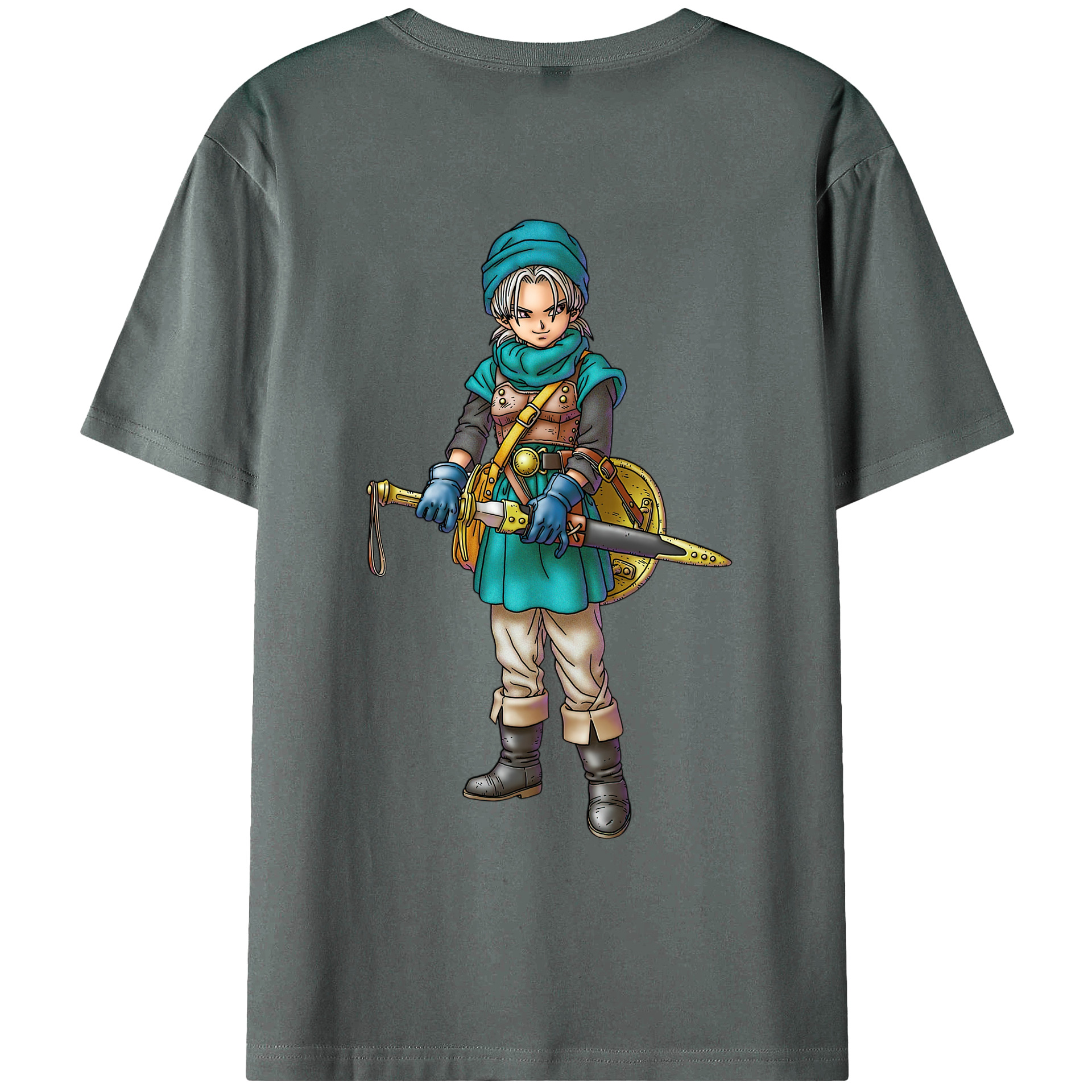 （画像用） ドラゴンクエスト Doragon Kuesuto Dragon Quest 綿100％ メンズ半袖Tシャツ（バックプリント） 通気性
